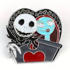 Nightmare Before Christmas Enamel Pin Jack & Sally Brooch Disney Goth Emo Scene